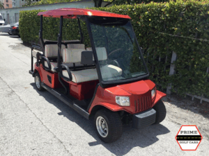 Red Tomberlin 6 Passenger Golf Cart etown golf cart rental, golf cart rentals