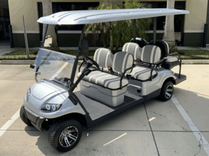 Silver Advanced EV 6 Passenger Lifted Golf Cart etown golf cart rental, golf cart rentals